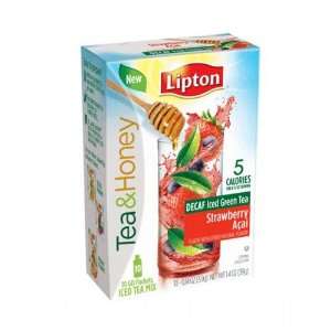 Lipton To Go Stix Decaf Iced Green Tea Mix, Tea and Honey, Strawberry 