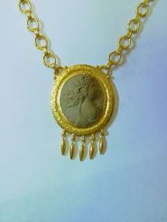 GURHAN  24k. Gold Lava Cameo Necklace  