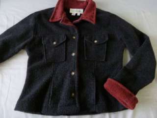 TASHA POLIZZI HEATHERED CHARCOAL & MAROON COZY EMB CROP CABIN JACKET~M 