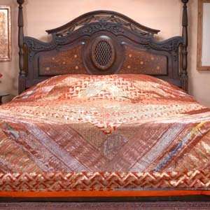  Sari Silk Indian Handmade Bedspread   King: Home & Kitchen