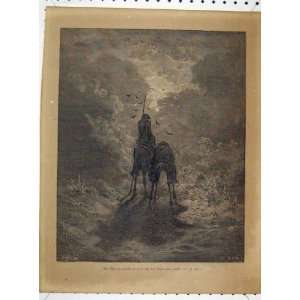  Antique Print Horse Man Sea Scene C1890 Gustav Dore