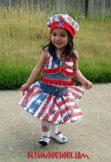 Pageant RWB patriotic Chic Casual wear Glitz 4 july custom 12m 3 4 5 6 