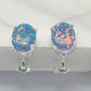 Fine silver blue fire opal earrings e235 2  