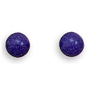  TINY 4mm Lapis Bead Stud Earrings Crafted in SOLID .925 