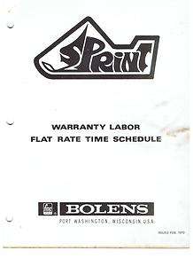 BOLENS SPRINT WARRANTY LABOR FLAT RATE TIME SCHEDULE MANUAL SNOWMOBILE 