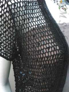 Girly Sequin Crochet Shrug Bolero Topper Black S/L  