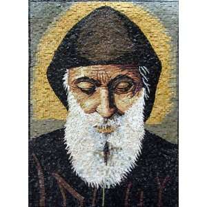    St Charbel Christian Icon Marble Mosaic Art Tile: Home Improvement