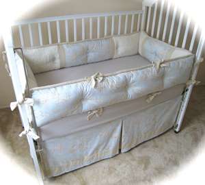 BLUE & BROWN CENTRAL PARK TOILE BABY CRIB BEDDING SET  