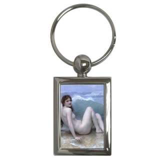 This high quality metal chrome rectangular key chain, with Bouguereau 