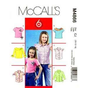  McCalls 4866 Sewing Pattern Girls Pullover Tops Size 10 