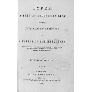   Title page,Typee A Peep at Polynesian Life,Melville