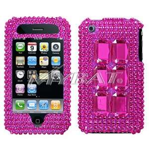  iphone 3g 3gs Hot Pink Rocks Diamante Protector Cover 
