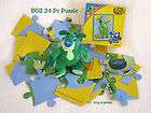 BOZ GReeN PLuSH BeaR NEXT DOOR & 24 Pc PUZZLE LoT