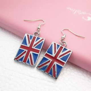 2012 Cute British Flag Square Shape Fashion Earrings Gift Kid Girl 