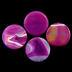  44mm pink Brazilian agate coin disc pendant