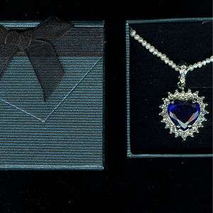 NIB Blue Saphire  Sea of Love  Swarovski Titanic Necklace  