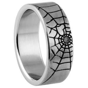  Love Spun  316L Stainless Steel Spiderweb Ring with Matte 