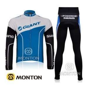  2011 giant blue long sleeve cycling jersey and pants kit bike 