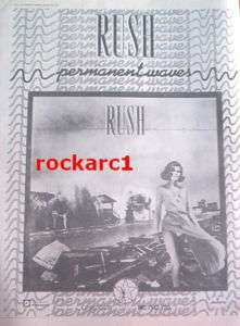 RUSH PERMANENT WAVES 1980 RARE POSTER SIZE ADVERT  