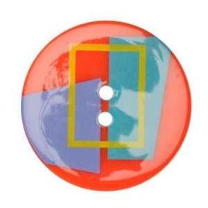  Fashion Button 1 3/8 Confetti Squares/Rectangles Orange 