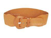 Ladies Elastic Leather Brown Stretch Belt Size S XL New  