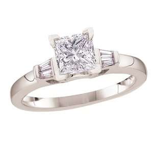   Baguette Side Stones Ring (3/4 ct tw, H, SI2) Size 7.5: Jewelry