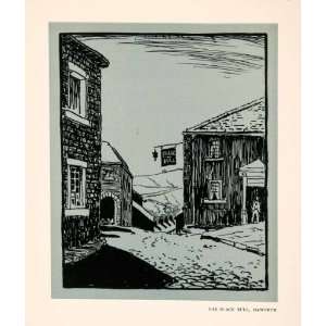  1923 Lithograph Black Bull Pub Haworth West Yorkshire 