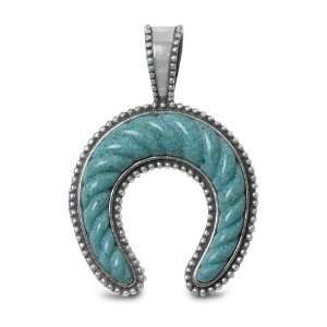  Sterling Silver Blue Turquoise Mosaic Inlay Naja Pendant Jewelry