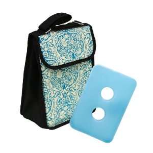   Classic Insulated Designer Lunch Bag, Blue/white, 8x5x10.5 Inches