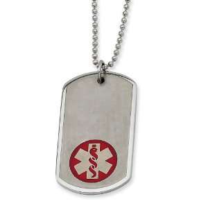  Chisel Stainless Steel Red Enamel Large Dog Tag Medical 