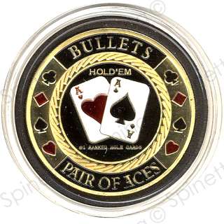 Bullets Pair of Aces Gold   Silver Poker Card Guard *  