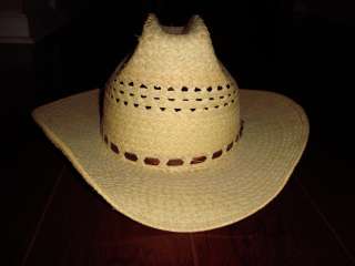 Cowboy Hat Western Woven Straw Mens Size 7 3/8 Made in USA  