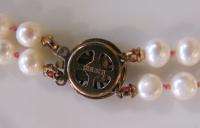 Vintage Double Strand Cultured Pearl Necklace Filigree Clasp  