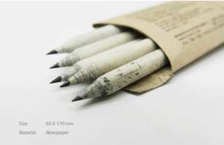New Green Eco Design Newspaper Recycled Paper Pencil Set  