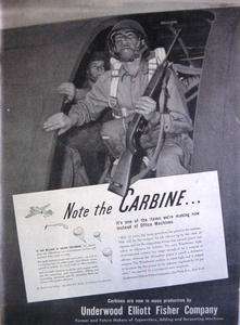 1942 WWII   UNDERWOOD TYPEWRITER   WINCHESTER CARBINE Print Ad  