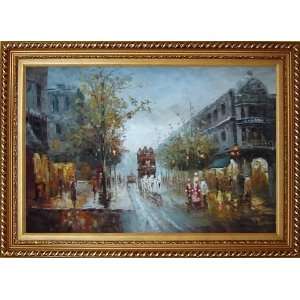  American city street scene in 1900s Oil Painting, with 