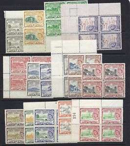 ST. KITTS & NEVIS 1954 7 QE2 Sc122 34 Blocks/4 VF MNH  