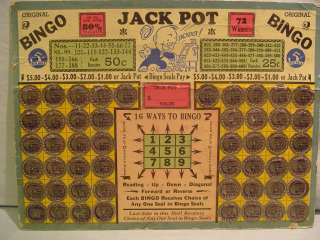 Punch Card, 1930/40, Bingo, Jack Pot, Gambling,Vintage Gambling,Never 