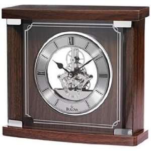  Stratham Walnut Veneer 8 3/4 Wide Bulova Mantel Clock 