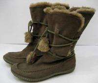 Steve Madden Womens Brown Suede Mid Calf Plush Lined Winter Boots Sz 