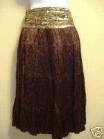 NWT CACHE BRONZE & GOLD SEQUINED BOHO SKIRT S M  