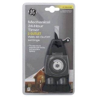 GE Outdoor Mechanical 24 Hour Timer: 2 Outlet with 48 On/Off Settings 