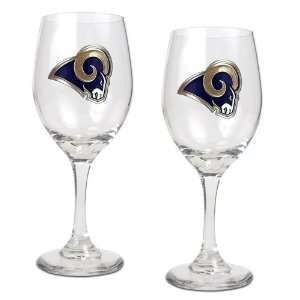  St Louis Rams 2 Piece NFL Wine Glass Set: Kitchen & Dining