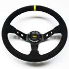 350mm Suede Deep Dish Steering Wheel Corsica Style BLACK  