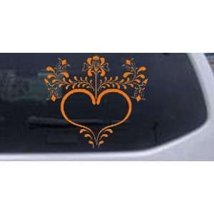 Orange 22in X 19.5in    Heart with Flowers And Vines Car Window Wall 