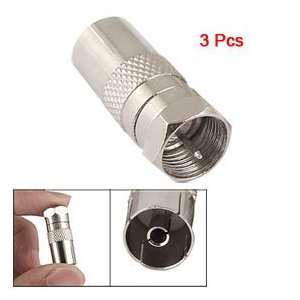  3 Pcs Metal Female RF Type Plug Connector Silver Tone for 