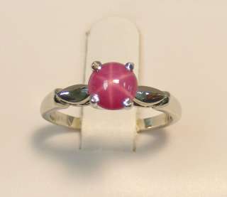 MINT 10K WHITE GOLD LINDE PINK STAR SAPPHIRE RING  