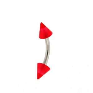 STAINLESS STEEL EYEBROW RED Gauge 16, Ball Size 3mm, Length 10mm 