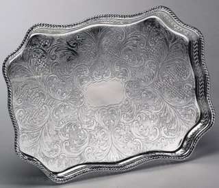 SILVER PLATED SERPENTINE GALLERY SERVING DISPLAY TRAY  