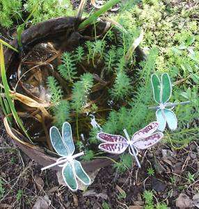 Stained Glass Dragonfly Plant Garden Stakes Handmade  